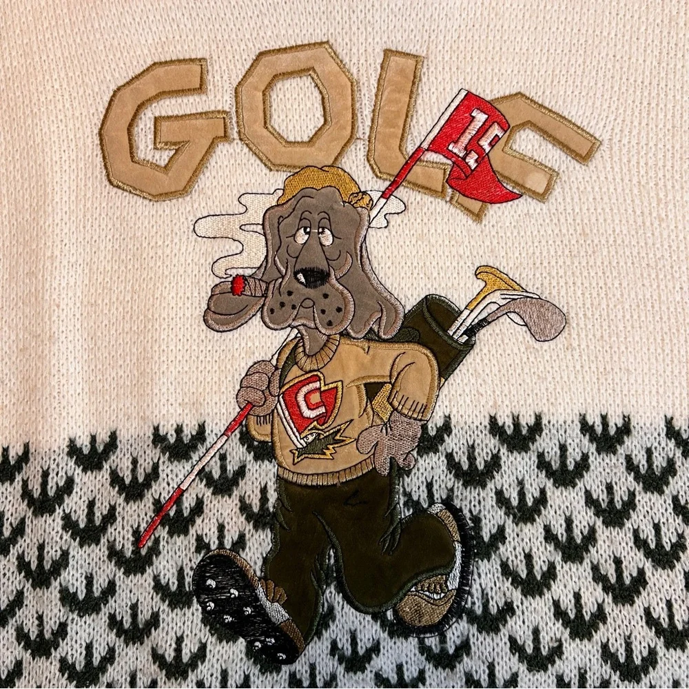 Vintage Pagliano Golf Dog Collared Sweater - Wool Blend - Size Medium